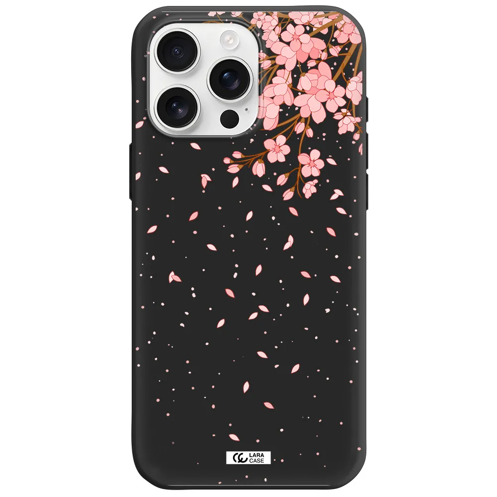 Sakura Fall Apple Iphone 16 Pro Max Silicone Black Case