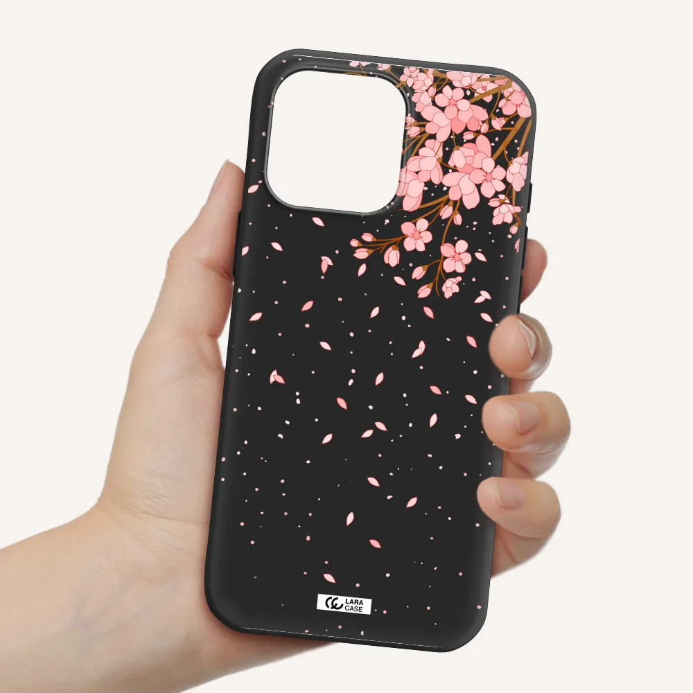 Sakura Fall Apple Iphone 16 Pro Max Silicone Black Case