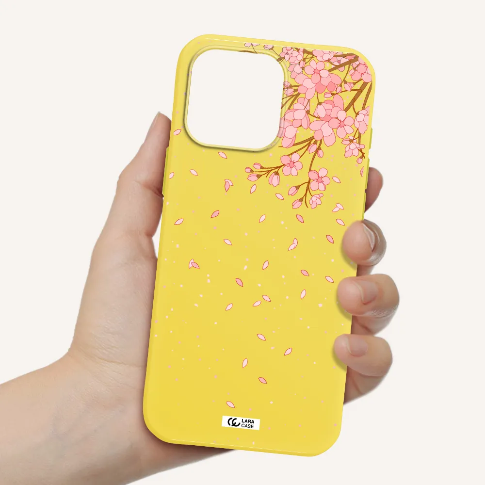 Sakura Fall Apple Iphone 16 Pro Max Silicone Canary Yellow Case
