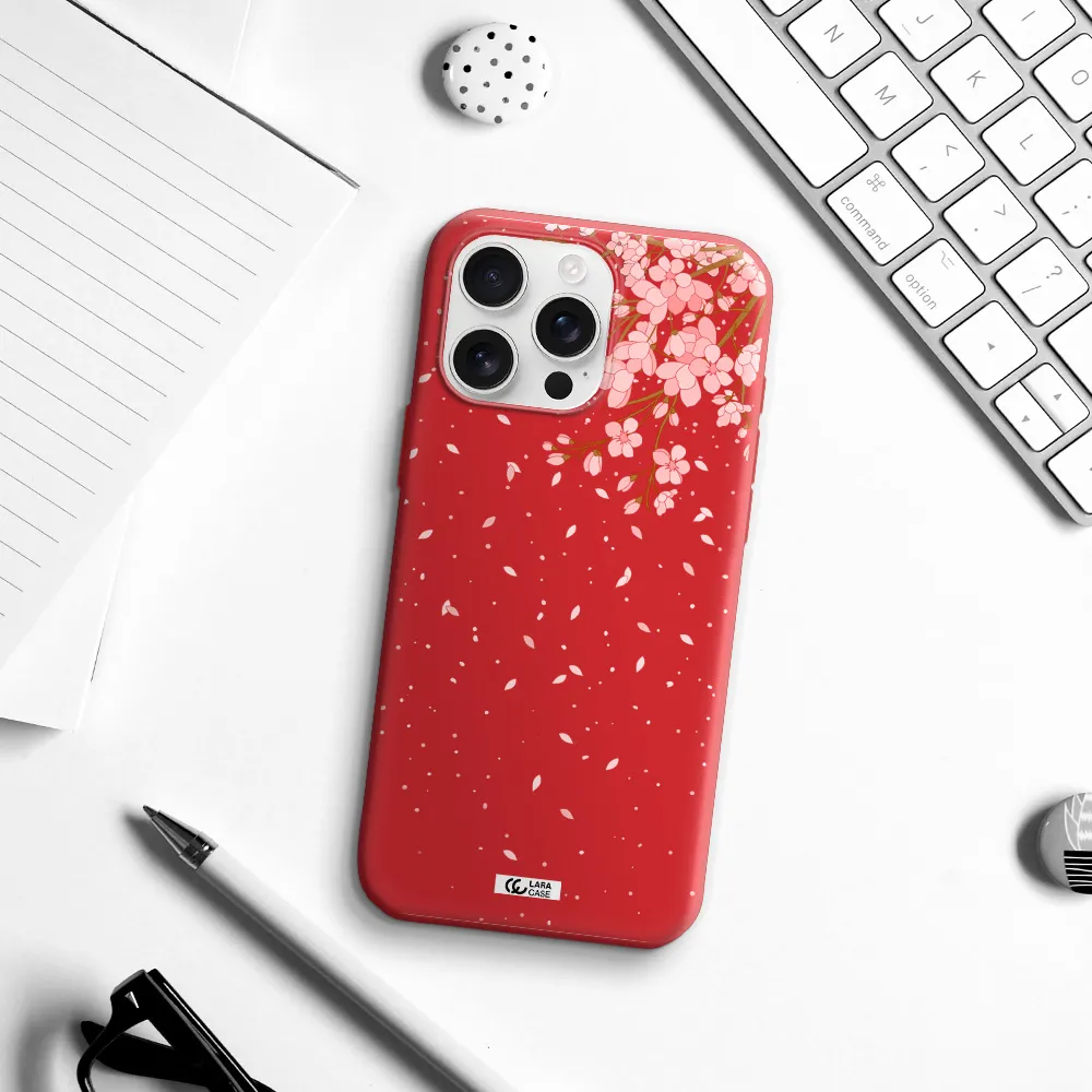 Sakura Fall Apple Iphone 16 Pro Max Silicone Imperial Red Case