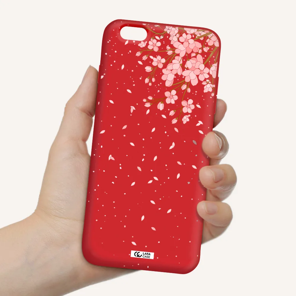 Sakura Fall Apple iPhone 6 plus Silicone Imperial Red Case