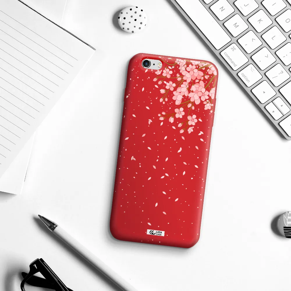 Sakura Fall Apple iPhone 6 plus Silicone Imperial Red Case