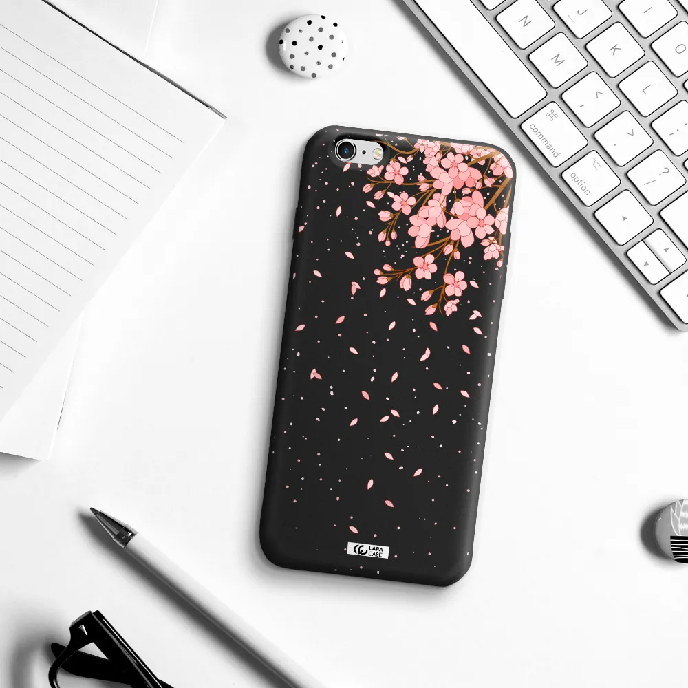 Sakura Fall Apple iPhone 6 s plus Silicone black Case
