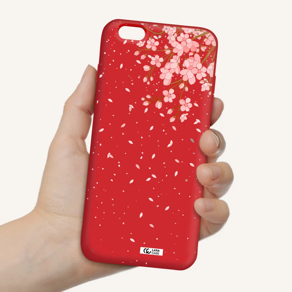Sakura Fall Apple iPhone 6 s plus Silicone Imperial Red Case
