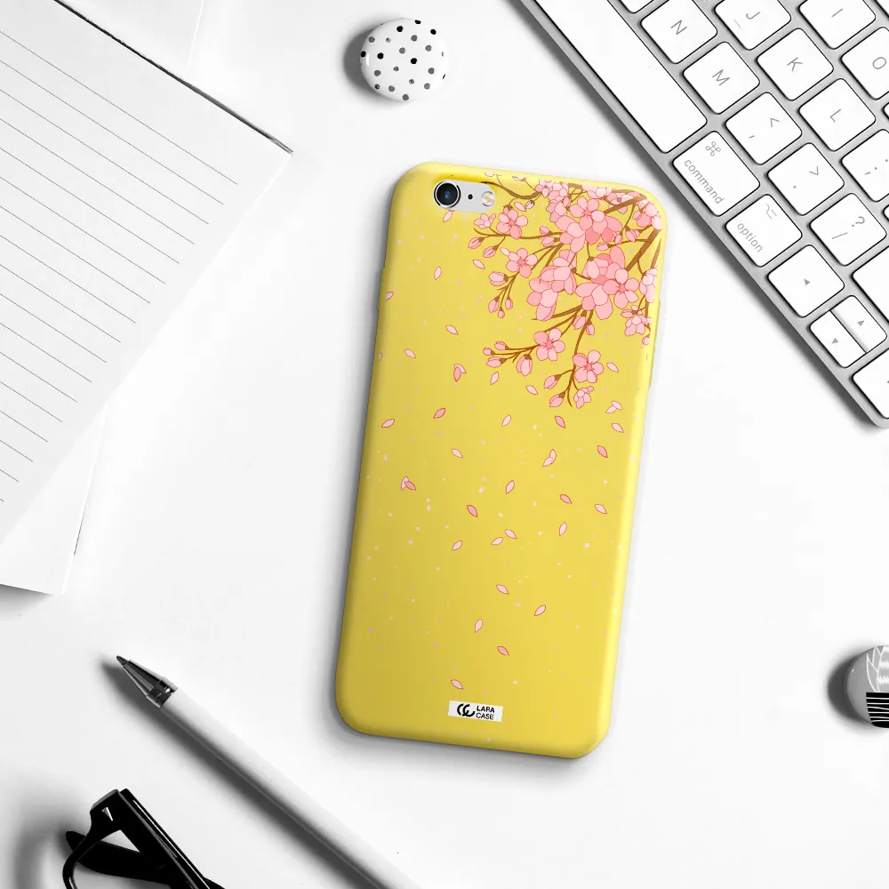 Sakura Fall Apple iPhone 6S Silicone canary yellow Case