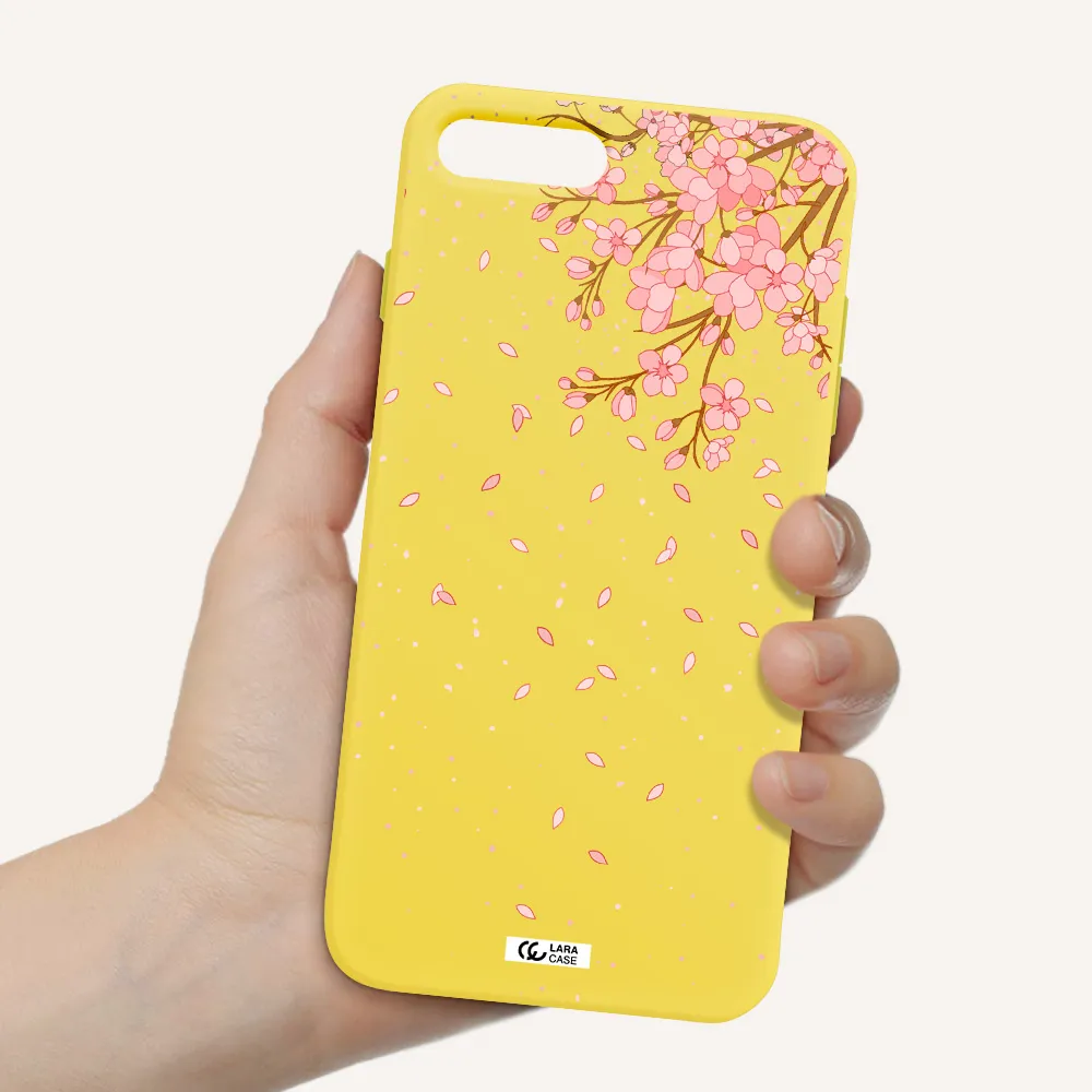 Sakura Fall Apple iPhone 7 plus Silicone canary yellow Case