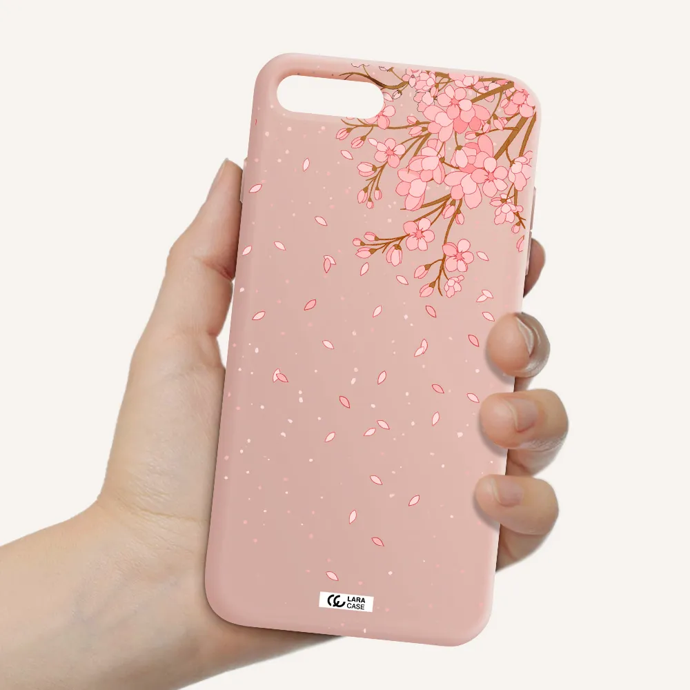 Sakura Fall Apple iPhone 7 plus Silicone pastel pink Case