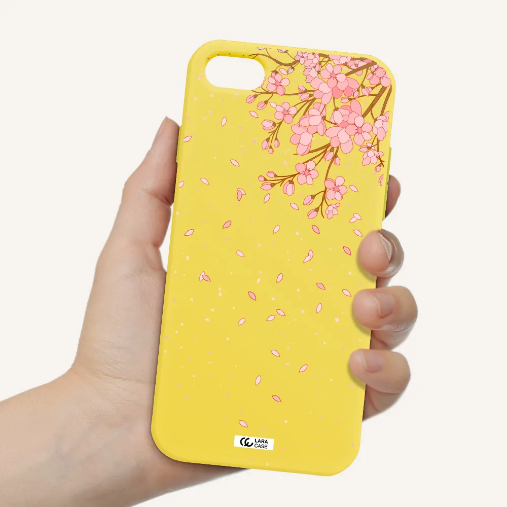 Sakura Fall Apple iPhone 7 Silicone canary yellow Case