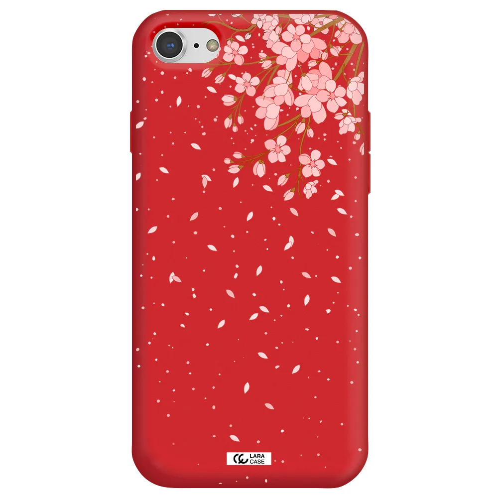 Sakura Fall Apple iPhone 7 Silicone Imperial Red Case
