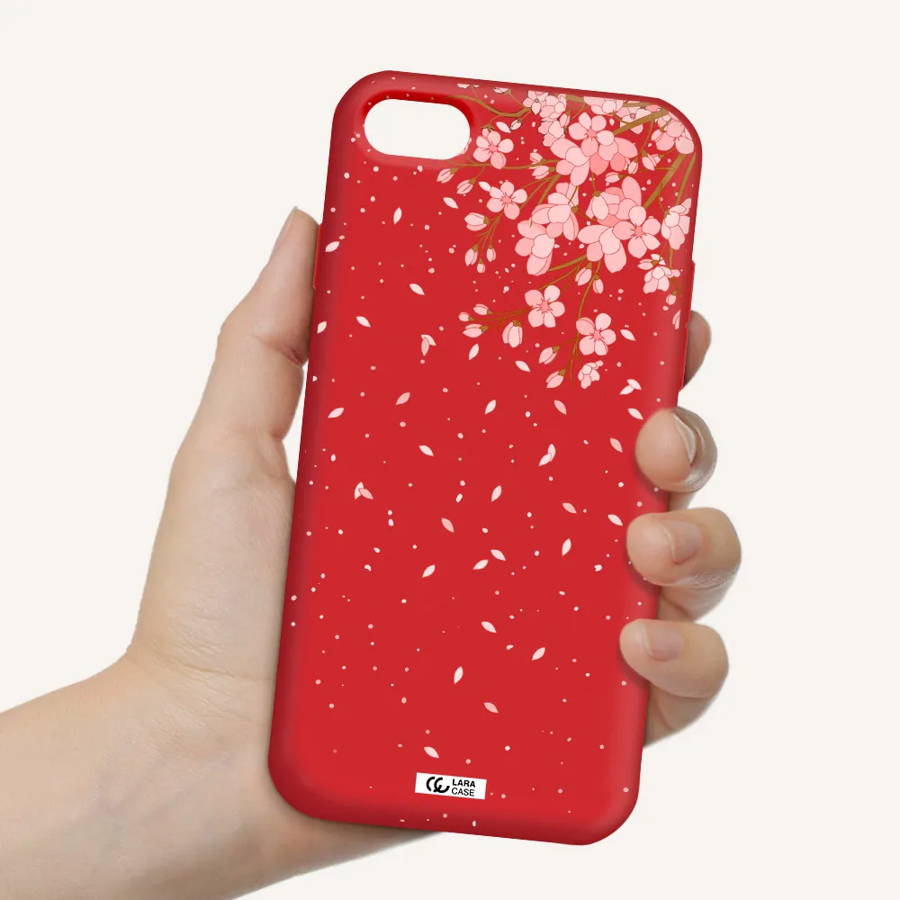 Sakura Fall Apple iPhone 7 Silicone Imperial Red Case
