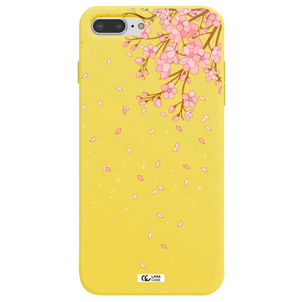 Sakura Fall Apple iPhone 8 plus Silicone canary yellow Case