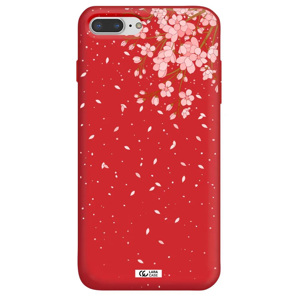 Sakura Fall Apple iPhone 8 plus Silicone Imperial Red Case