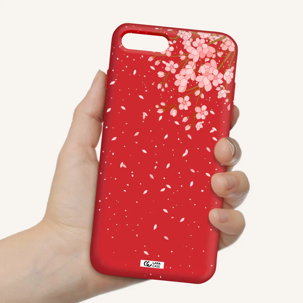 Sakura Fall Apple iPhone 8 plus Silicone Imperial Red Case