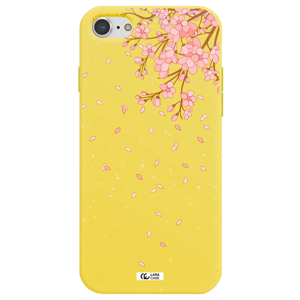 Sakura Fall Apple iPhone 8 Silicone canary yellow Case