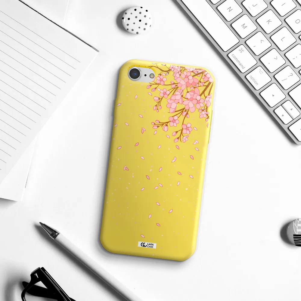 Sakura Fall Apple iPhone 8 Silicone canary yellow Case