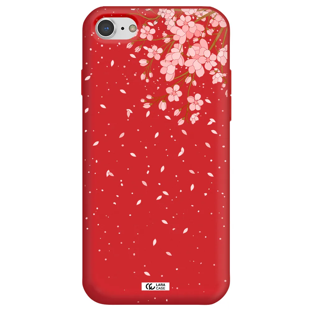 Sakura Fall Apple iPhone 8 Silicone Imperial Red Case