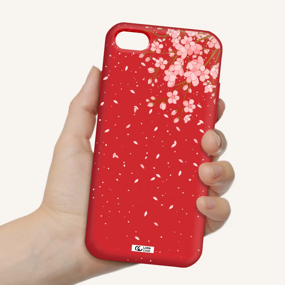 Sakura Fall Apple iPhone 8 Silicone Imperial Red Case