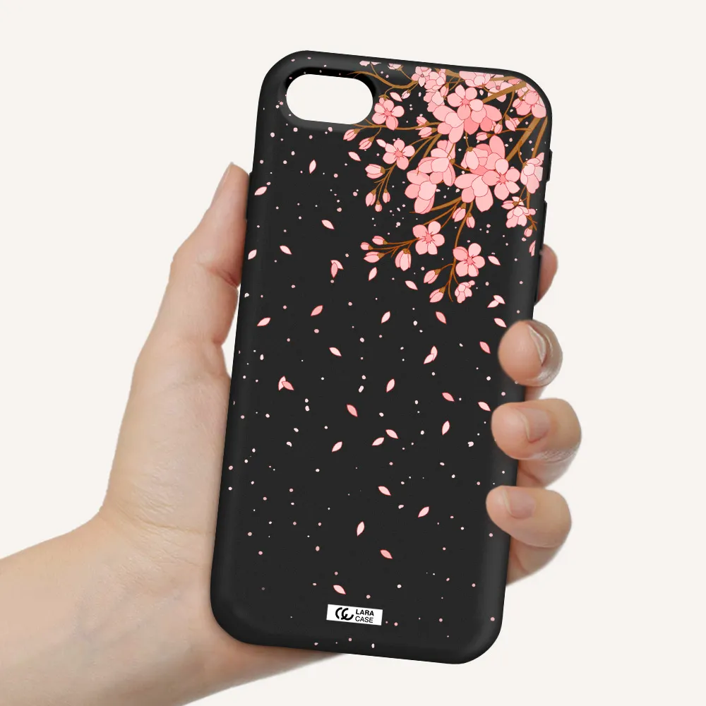 Sakura Fall Apple iPhone se 2020 Silicone black Case