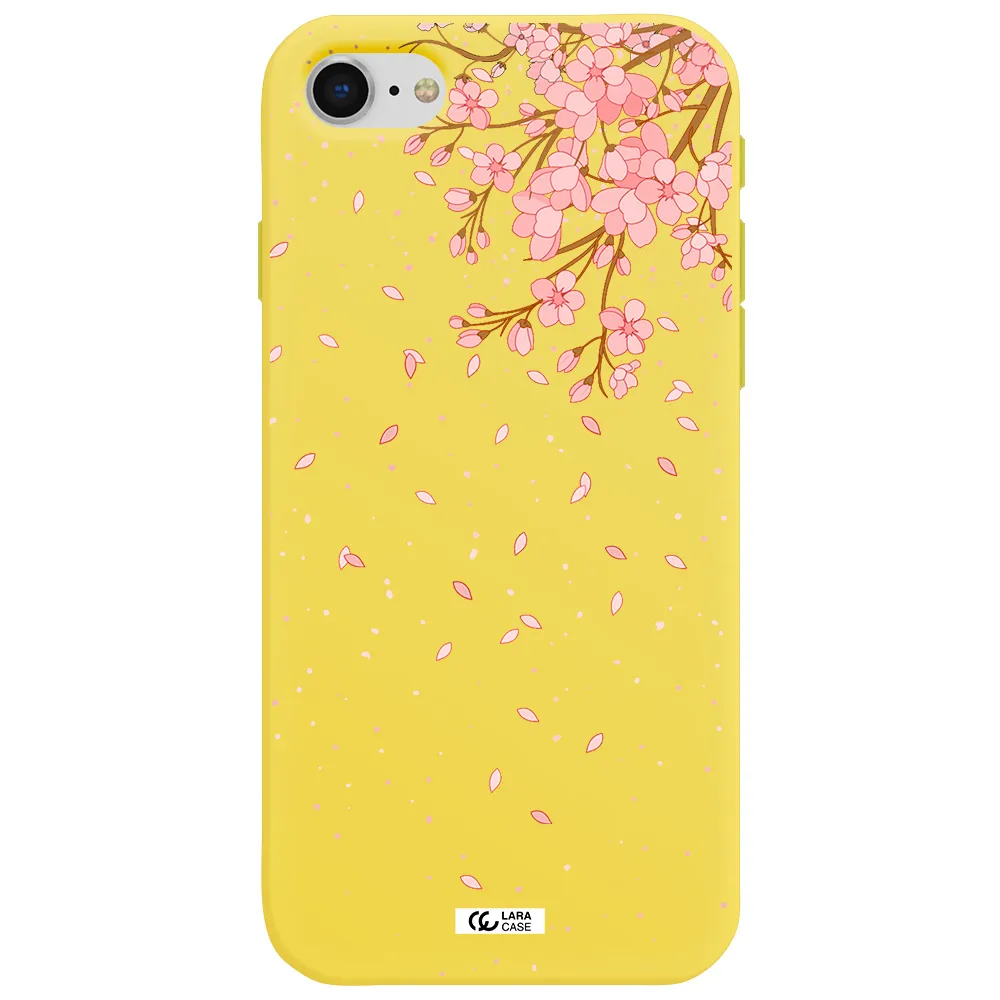 Sakura Fall Apple iPhone se 2020 Silicone canary yellow Case