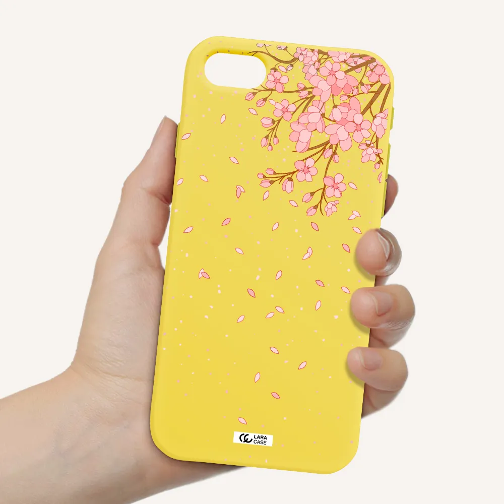 Sakura Fall Apple iPhone se 2020 Silicone canary yellow Case