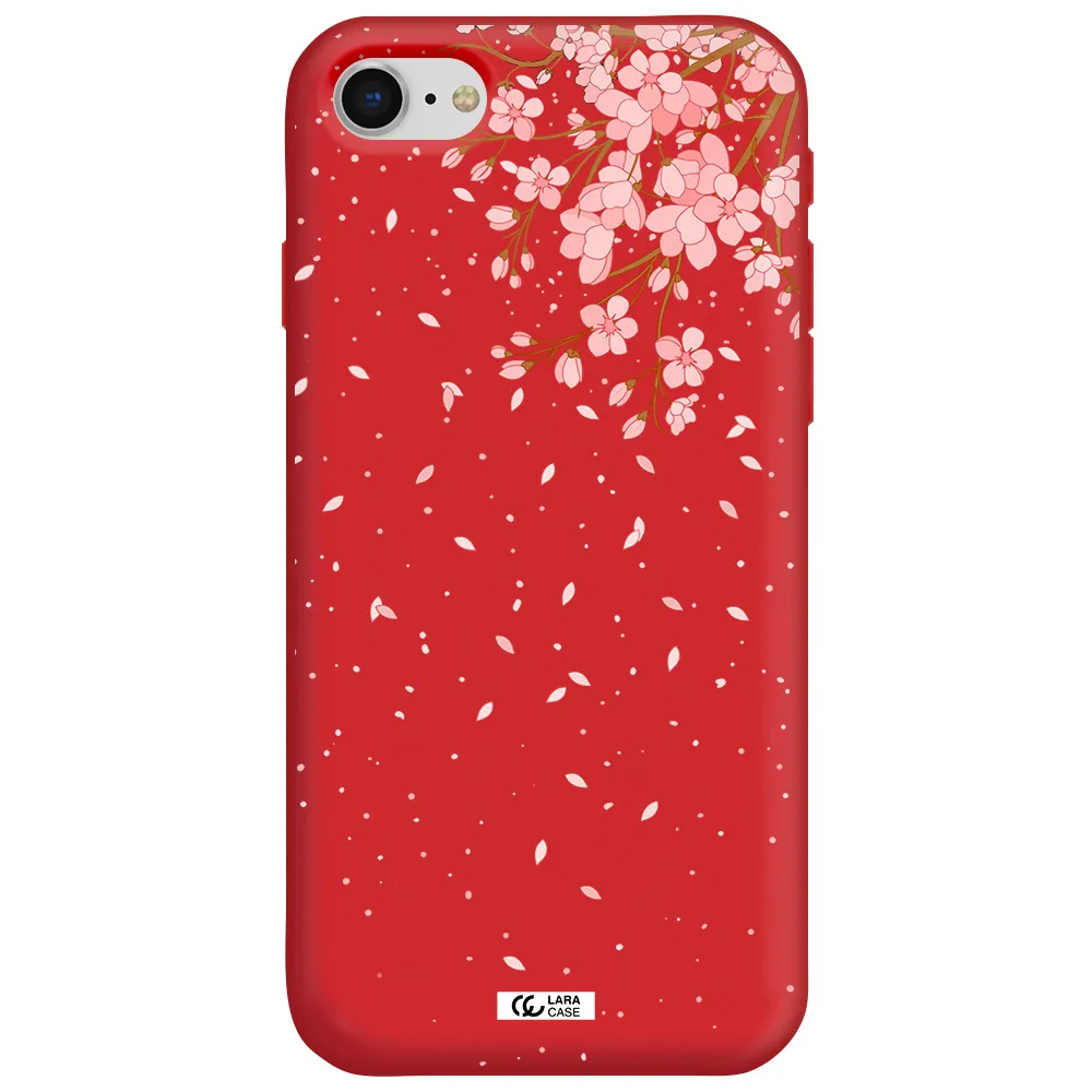 Sakura Fall Apple iPhone se 2020 Silicone Imperial Red Case