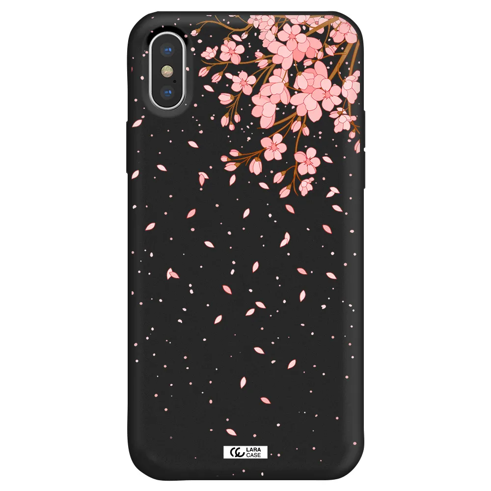 Sakura Fall Apple iPhone X Silicone black Case