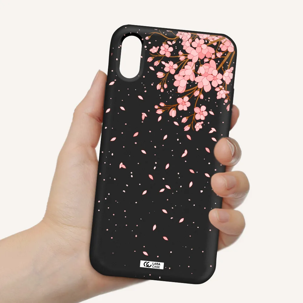Sakura Fall Apple iPhone X Silicone black Case