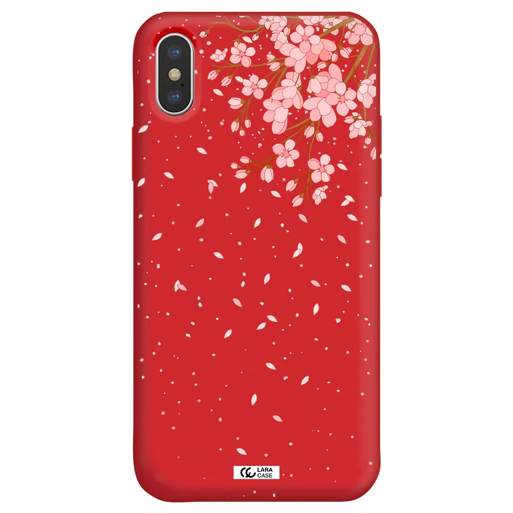 Sakura Fall Apple iPhone X Silicone Imperial Red Case