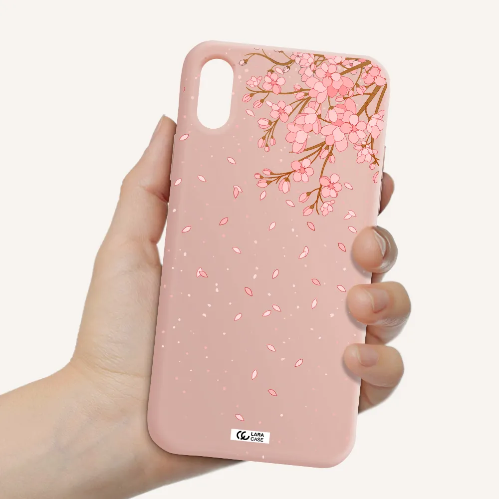 Sakura Fall Apple iPhone X Silicone pastel pink Case