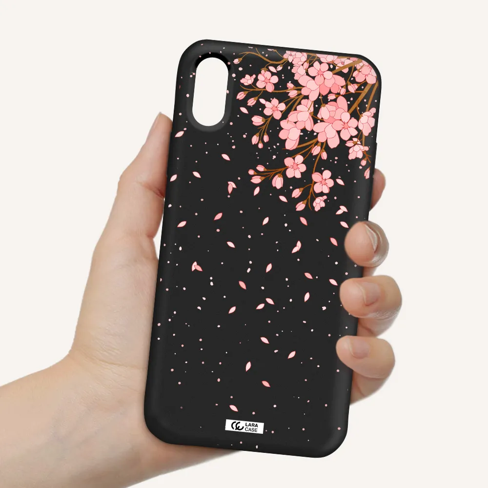 Sakura Fall Apple iPhone XS Silicone black Case