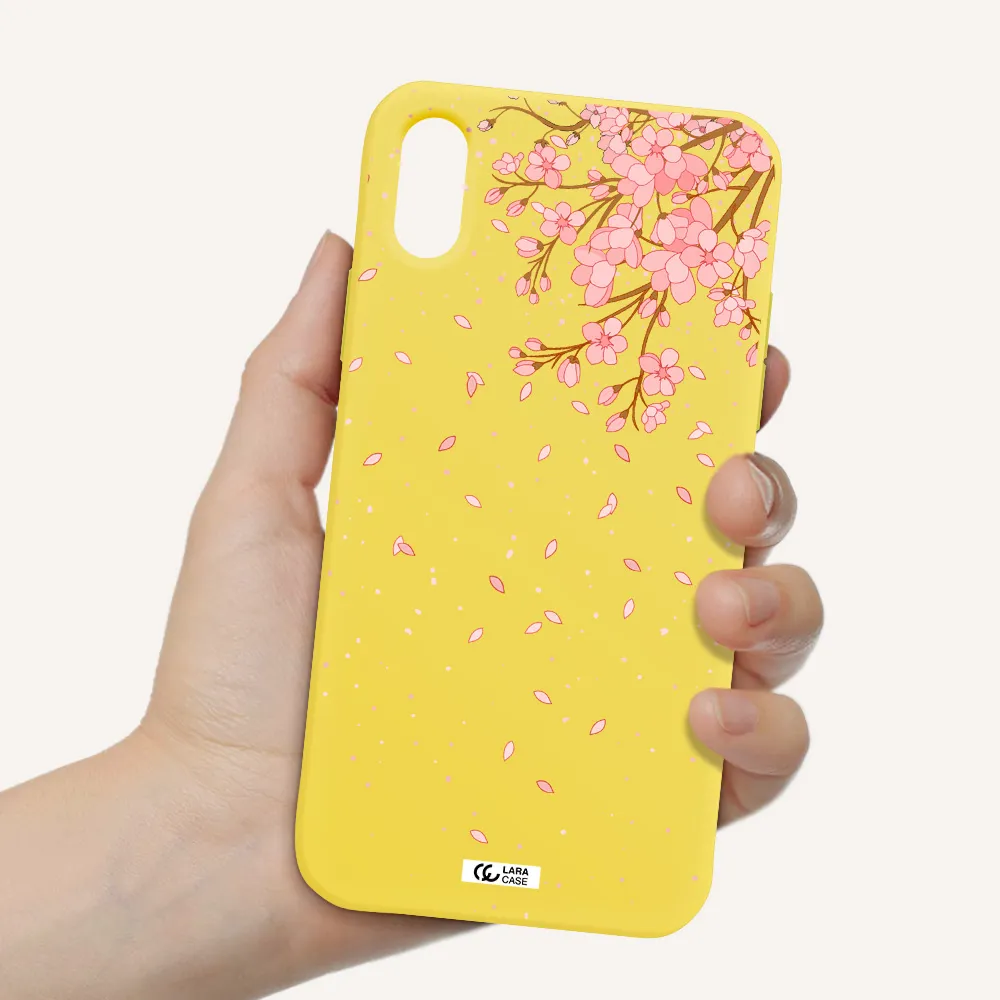 Sakura Fall Apple iPhone XS Silicone canary yellow Case