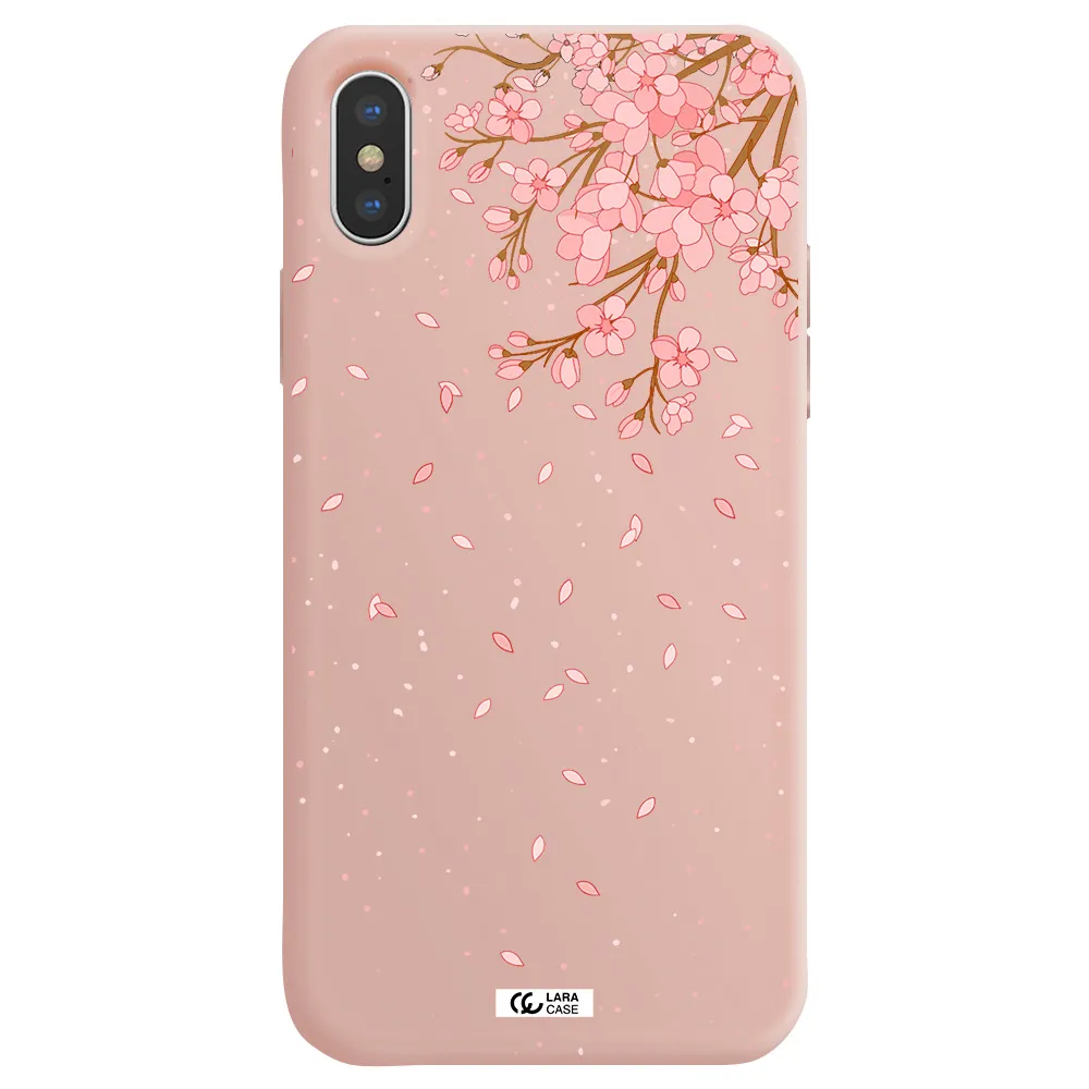 Sakura Fall Apple iPhone XS Silicone pastel pink Case