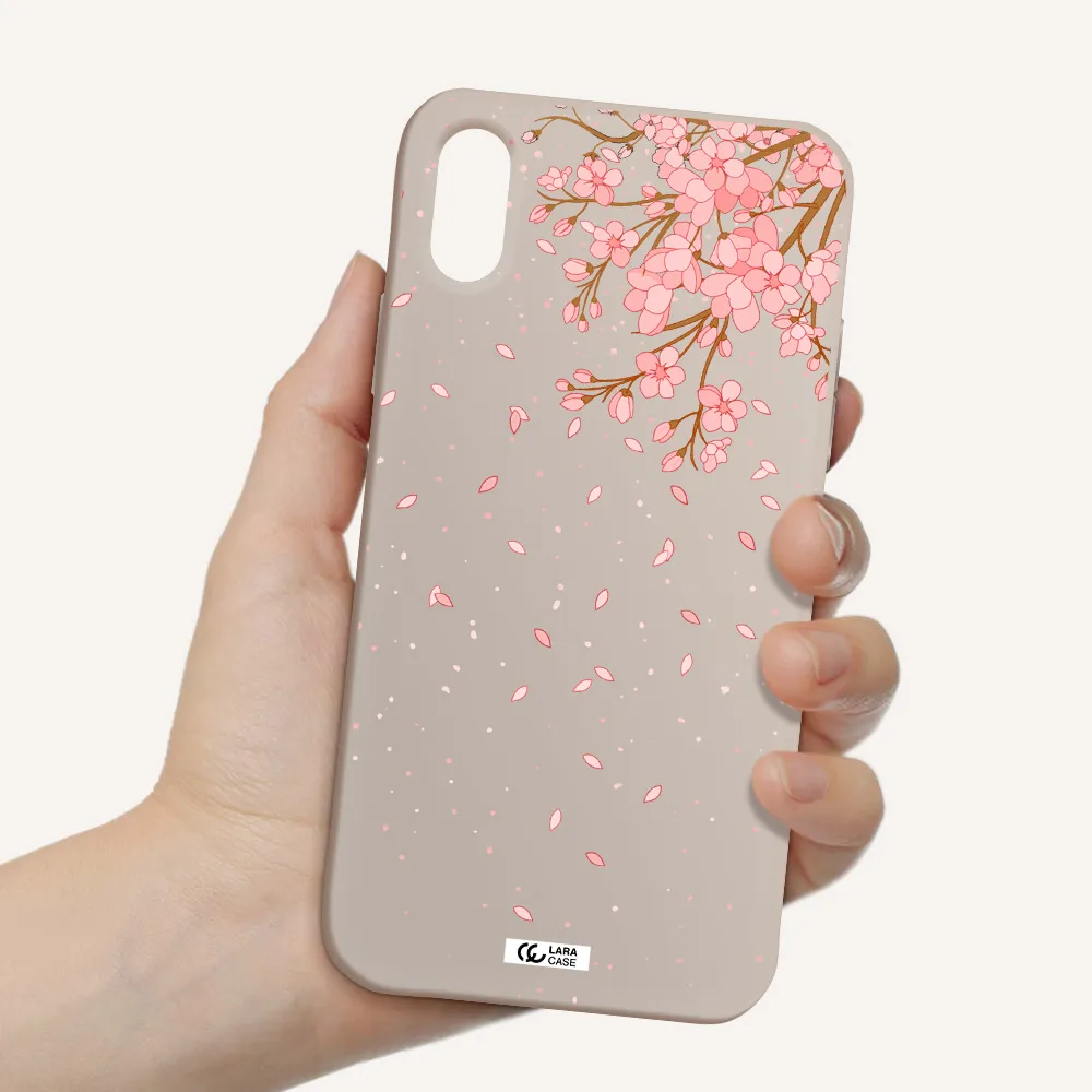 Sakura Fall Apple iPhone XS Silicone Stone Case