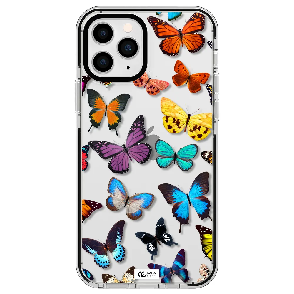 Colorful Butterflies Apple iPhone 11 pro max impact black border Case