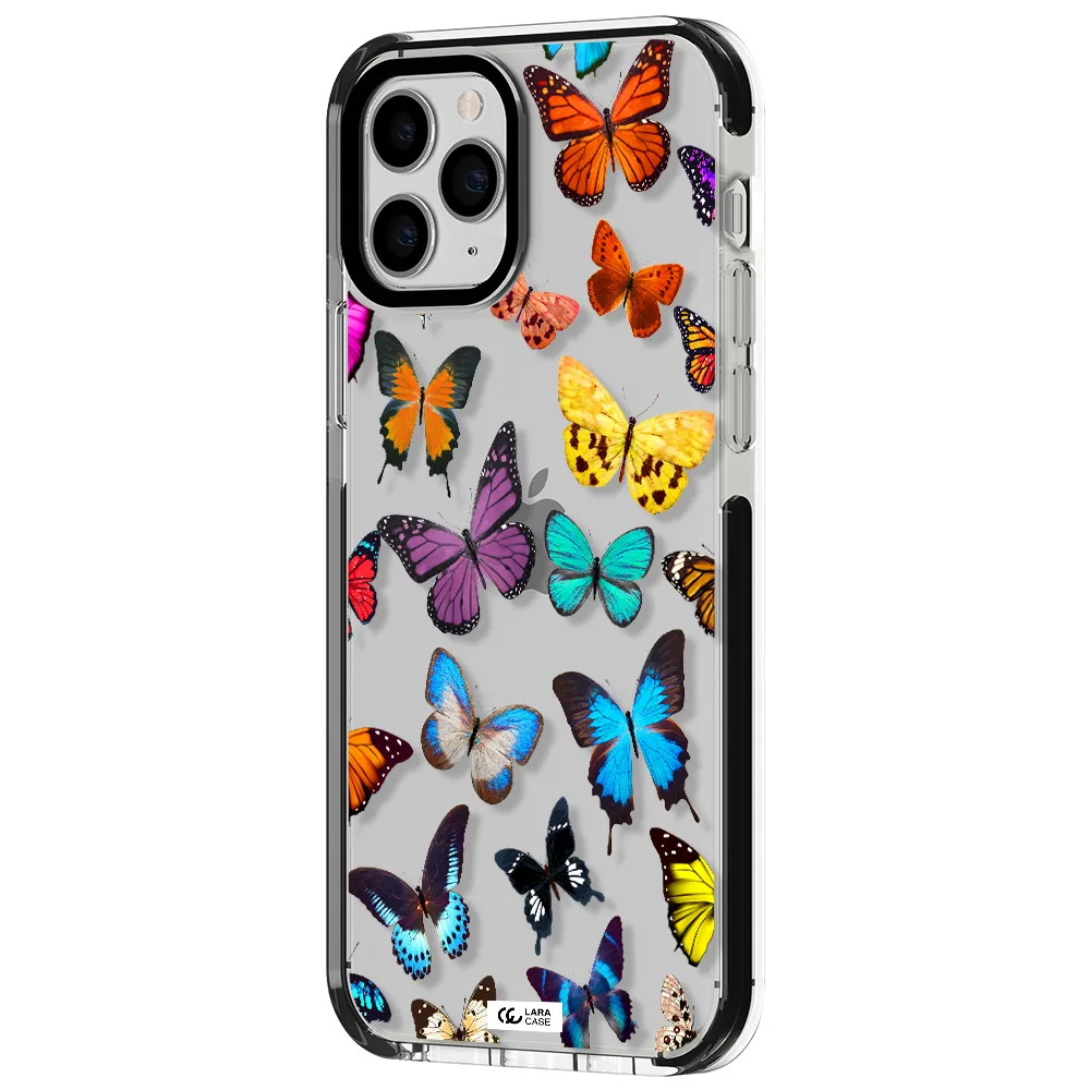 Colorful Butterflies Apple iPhone 11 pro max impact black border Case