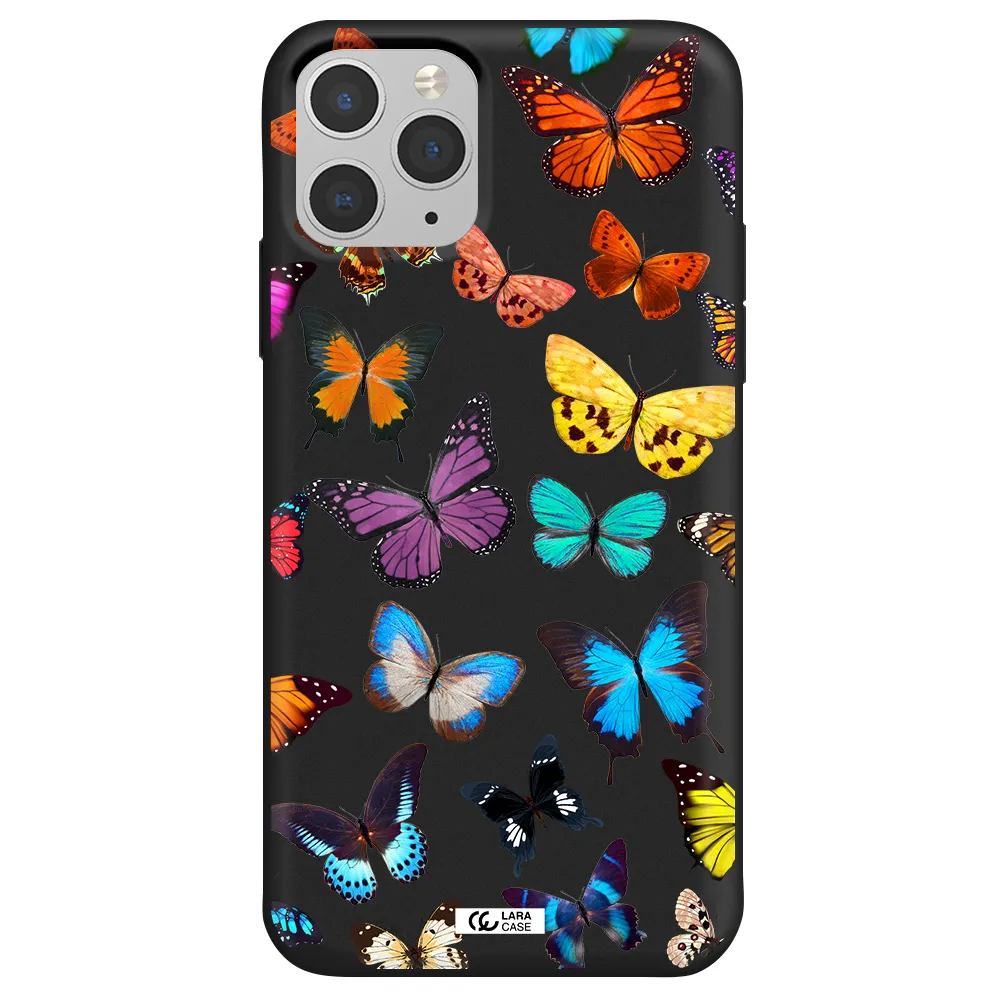 Colorful Butterflies Apple iPhone 11 pro max Silicone black Case