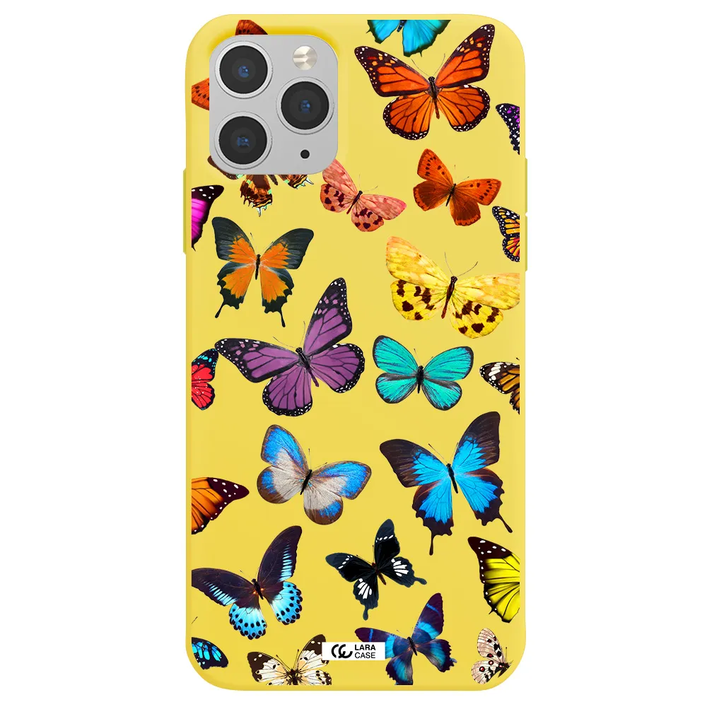 Colorful Butterflies Apple iPhone 11 pro max Silicone canary yellow Case