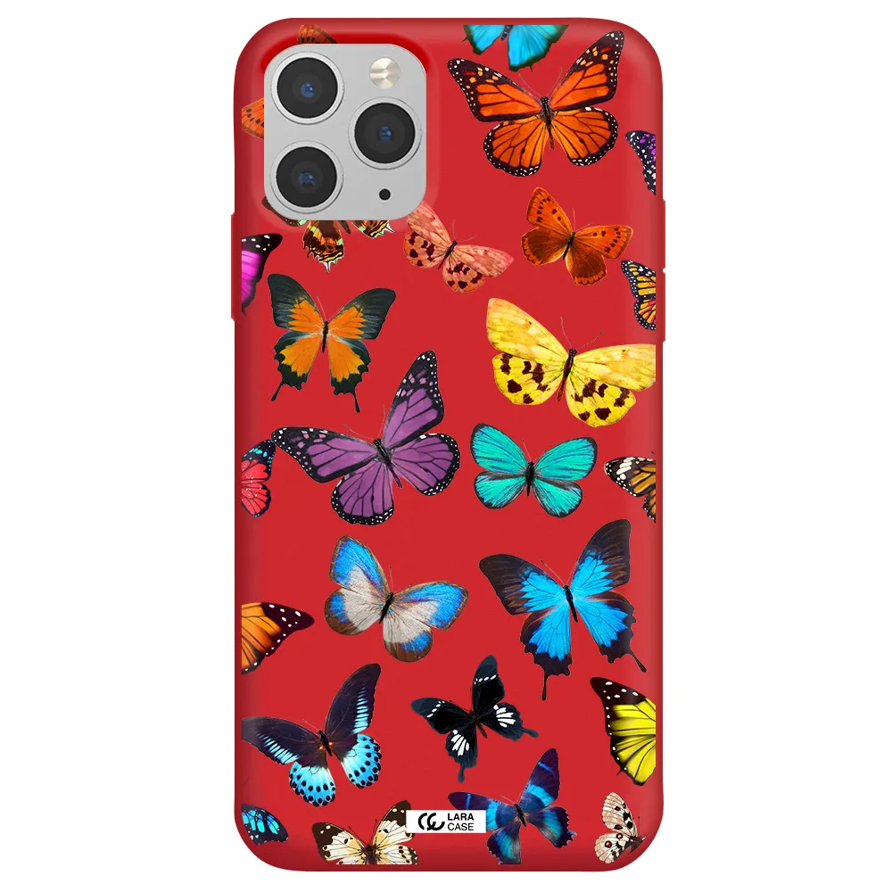 Colorful Butterflies Apple iPhone 11 pro max Silicone Imperial Red Case
