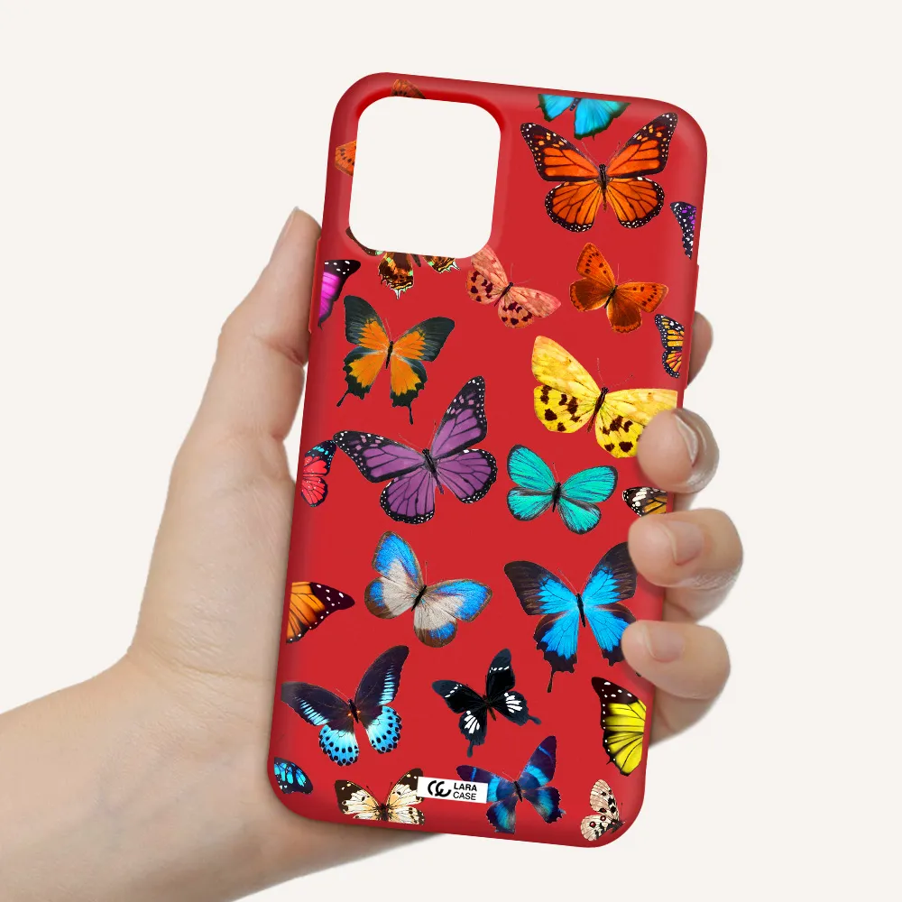 Colorful Butterflies Apple iPhone 11 pro max Silicone Imperial Red Case