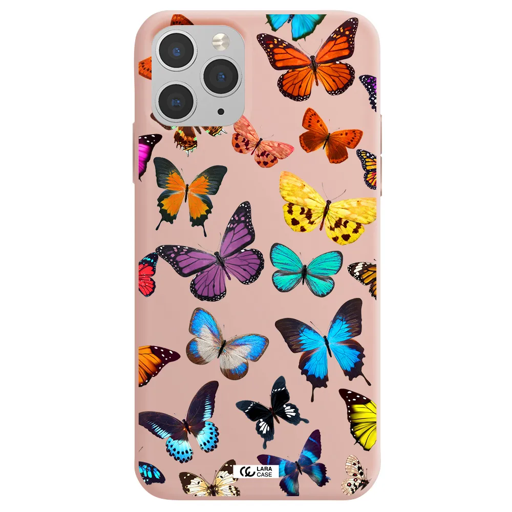 Colorful Butterflies Apple iPhone 11 pro max Silicone pastel pink Case