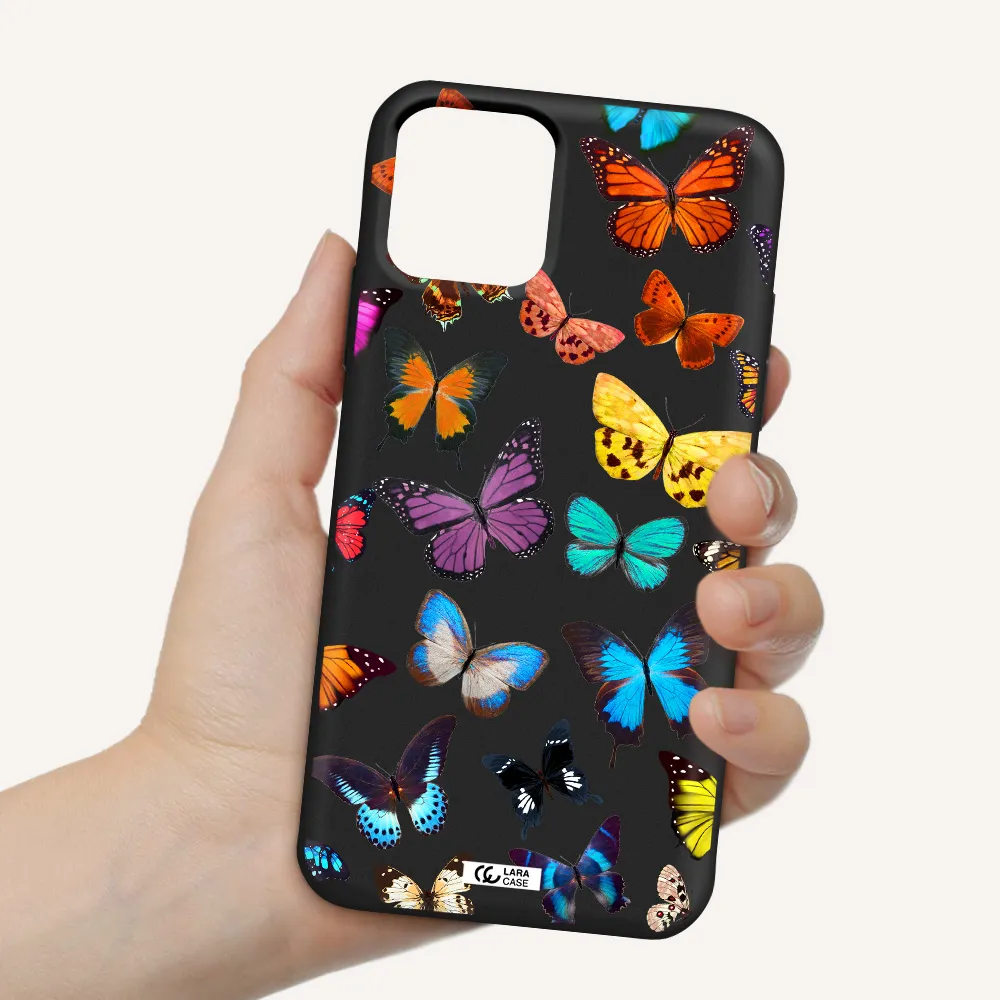 Colorful Butterflies Apple iPhone 11 pro Silicone black Case