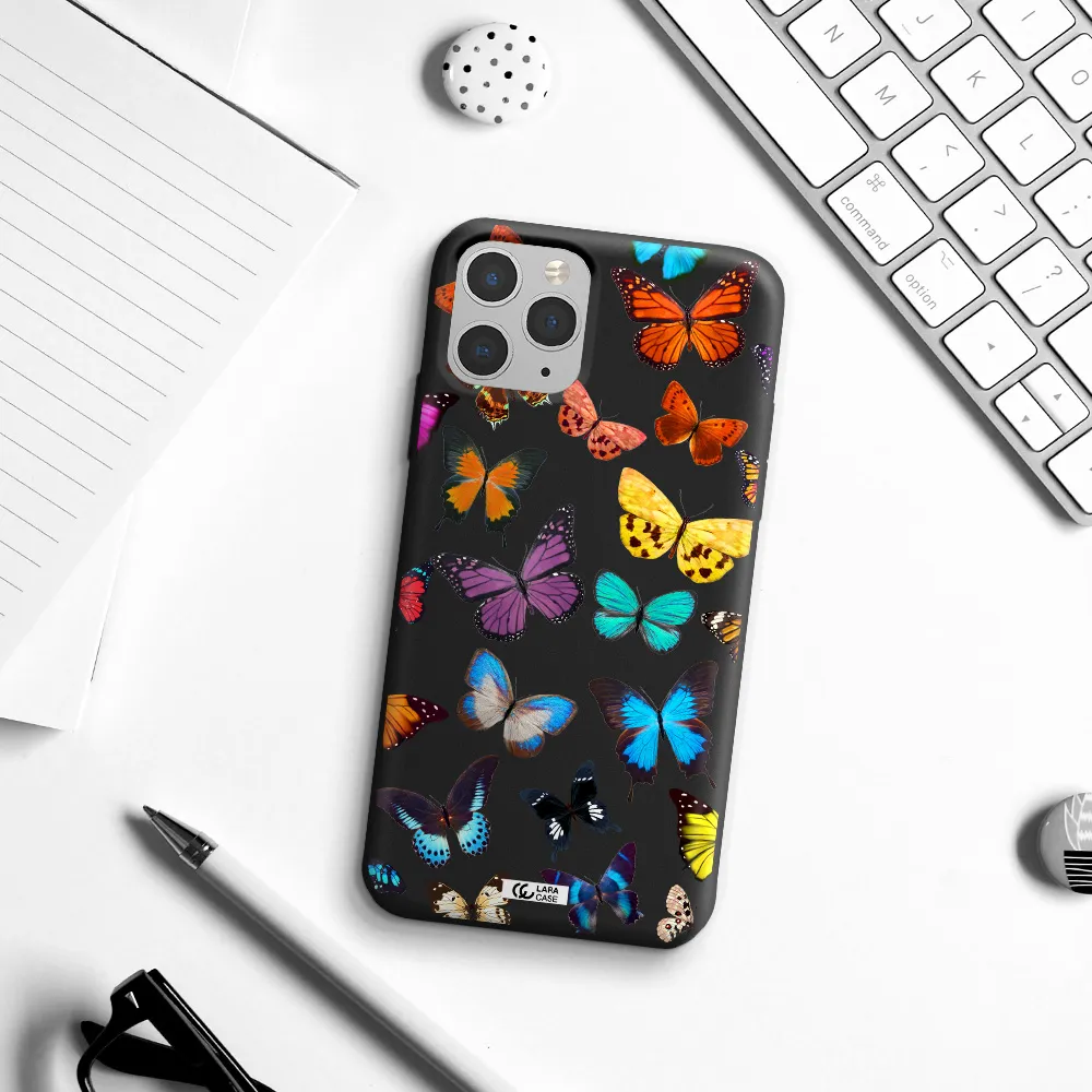 Colorful Butterflies Apple iPhone 11 pro Silicone black Case