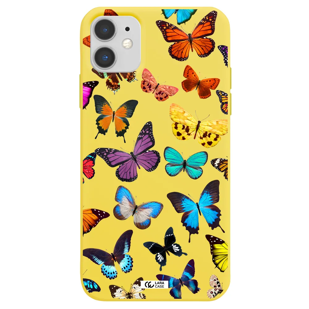 Colorful Butterflies Apple iPhone 11 Silicone canary yellow Case