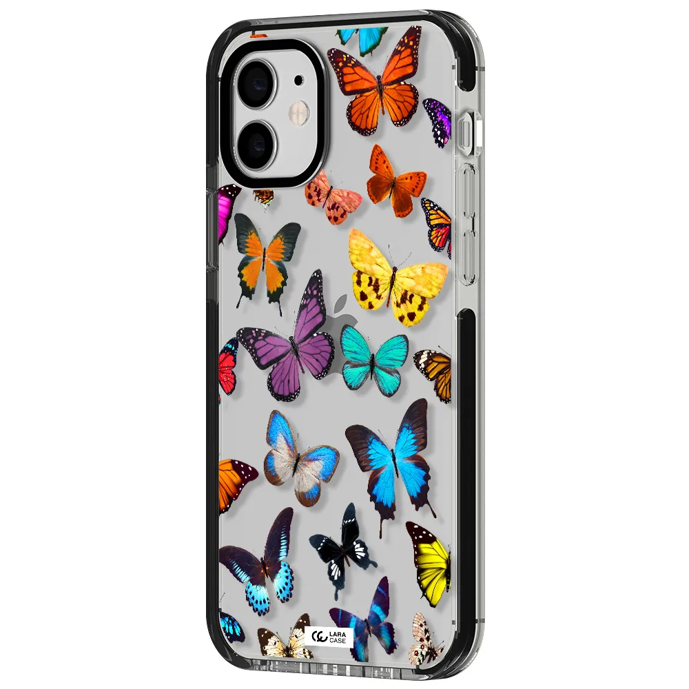 Colorful Butterflies Apple iPhone 12 impact black border Case