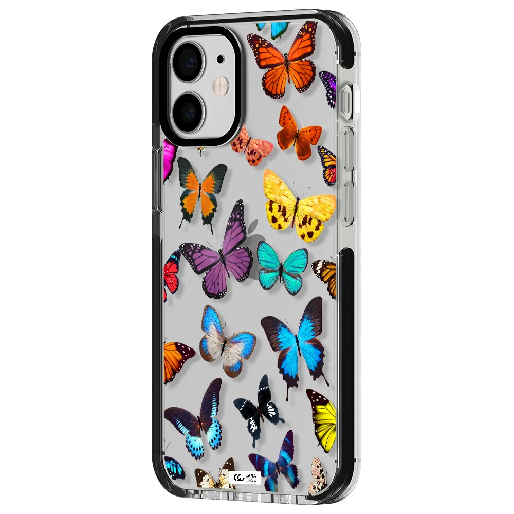 Colorful Butterflies Apple iPhone 12 mini impact black border Case