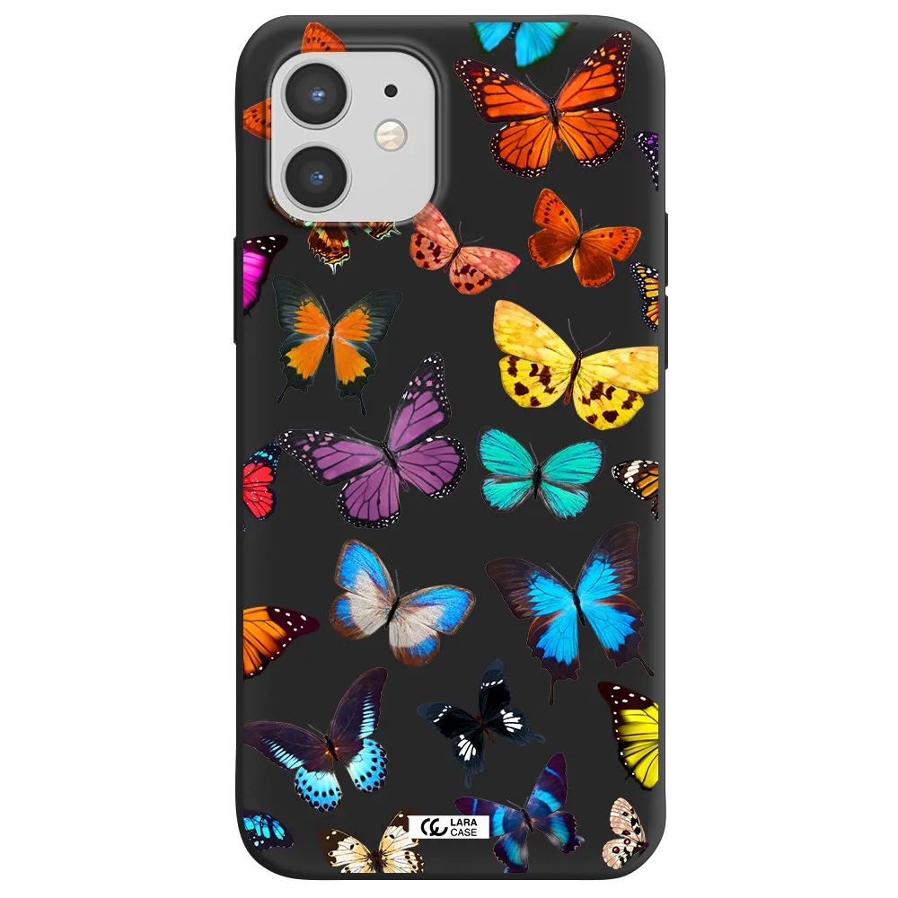 Colorful Butterflies Apple iPhone 12 mini Silicone black Case