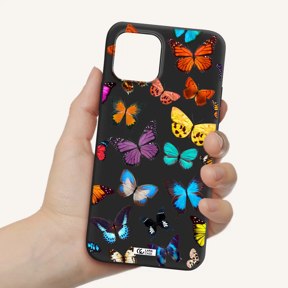 Colorful Butterflies Apple iPhone 12 mini Silicone black Case