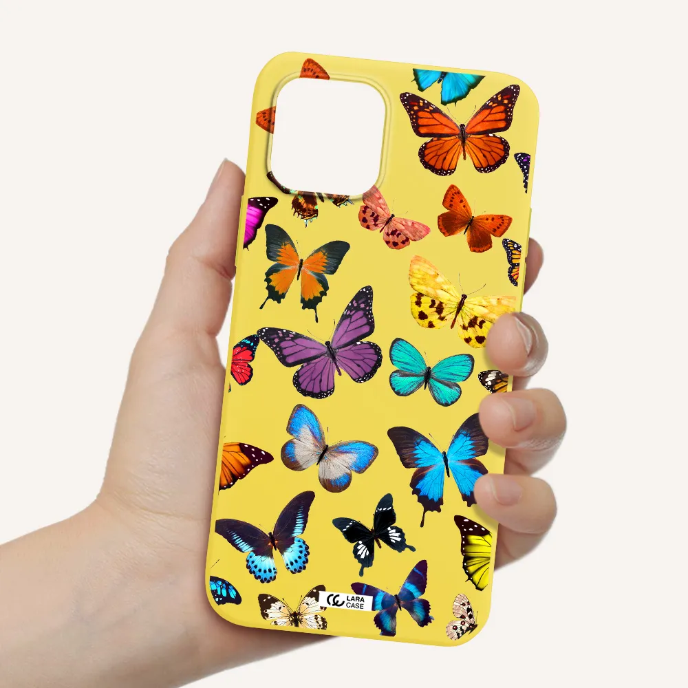 Colorful Butterflies Apple iPhone 12 mini Silicone canary yellow Case