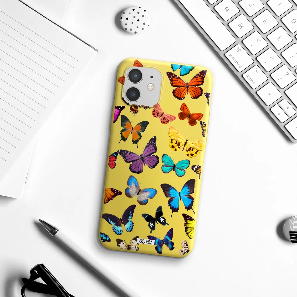 Colorful Butterflies Apple iPhone 12 mini Silicone canary yellow Case