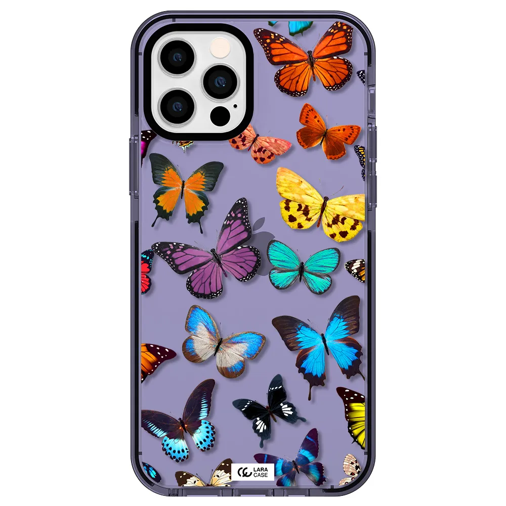Colorful Butterflies Apple iPhone 12 pro impact Lilac Case